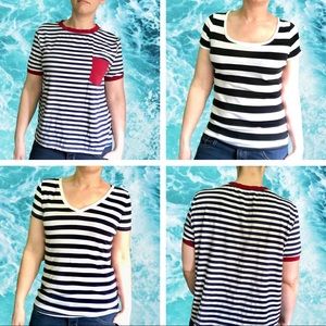 Merona + Shein Emo Stripe T-Shirt Trio, Size M